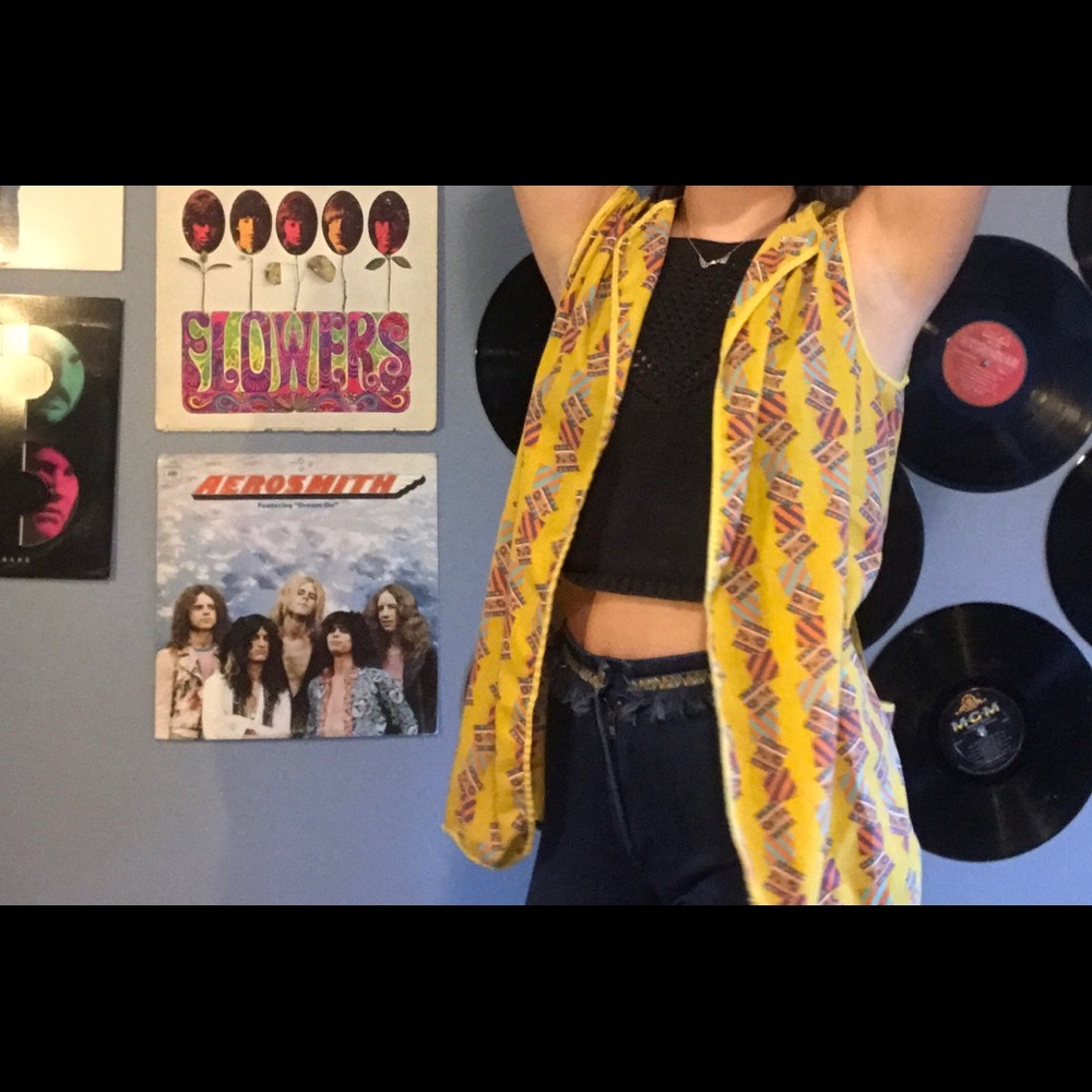Yellow patterned retro vest
